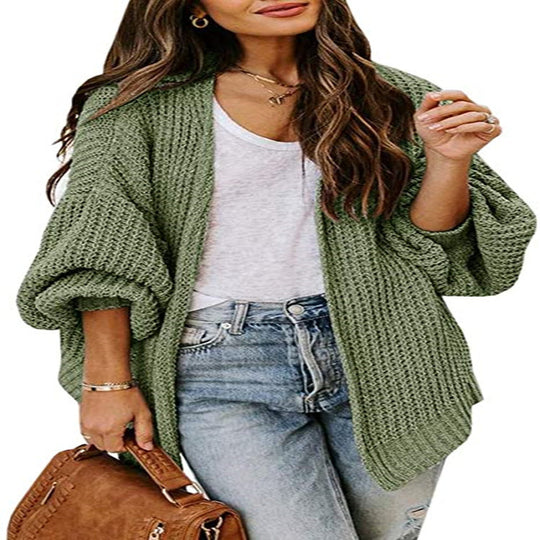 Damen Oversized Strickpullover mit Ballonärmeln und Strukturdesign Heidi-Mode