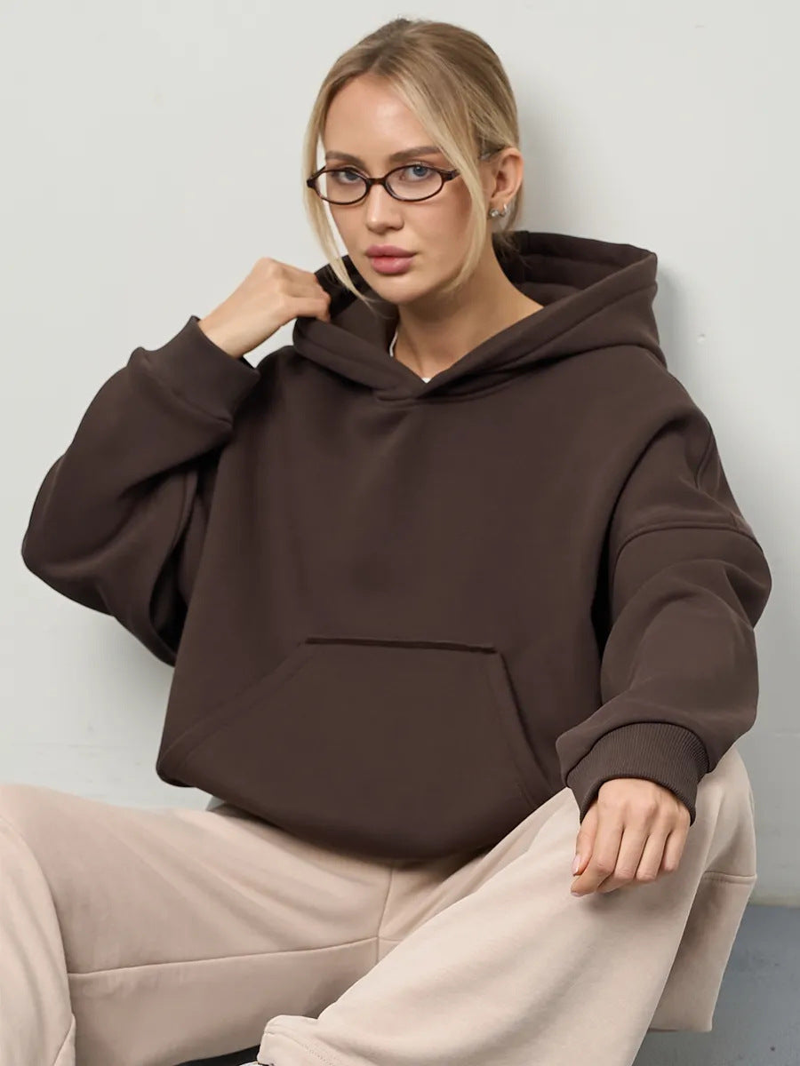 Damen Oversized Kapuzenpullover mit lässigem Schnitt und praktischer Kängurutasche Heidi-Mode