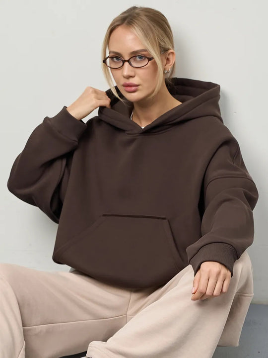 Damen Oversized Kapuzenpullover mit lässigem Schnitt und praktischer Kängurutasche Heidi-Mode