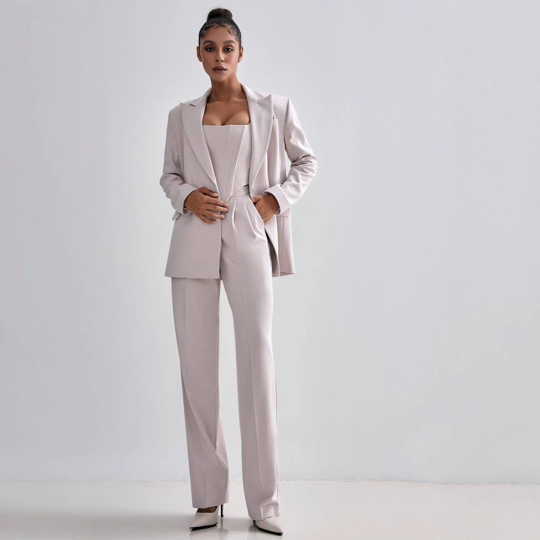 Damen Blazer mit Taillengürtel und schickem Revers Heidi-Mode