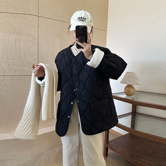 Damen Kuschelige gesteppte Jacke mit großen Taschen Heidi-Mode