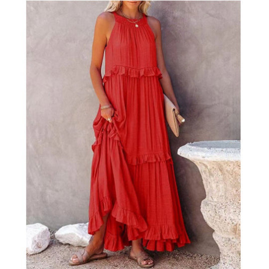 Damen Maxikleid mit voluminösem Rock Heidi-Mode