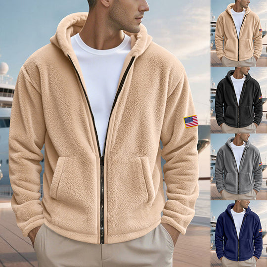 Herren Fleecejacke mit hohem Kragen und praktischen Seitentaschen Heidi-Mode