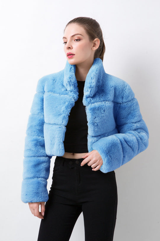Damen modische kurze Kunstpelzjacke Heidi-Mode