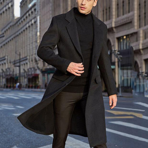 Herren eleganter lang geschnittener Wollmantel Heidi-Mode