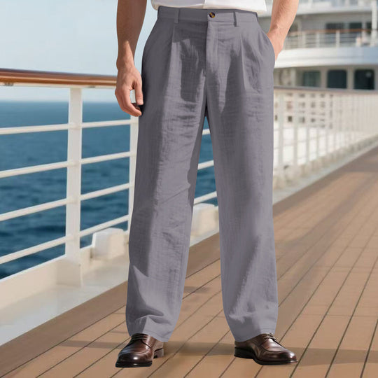 Herren elegante Freizeit-Hose mit weichem Stoff und weitem Schnitt Heidi-Mode