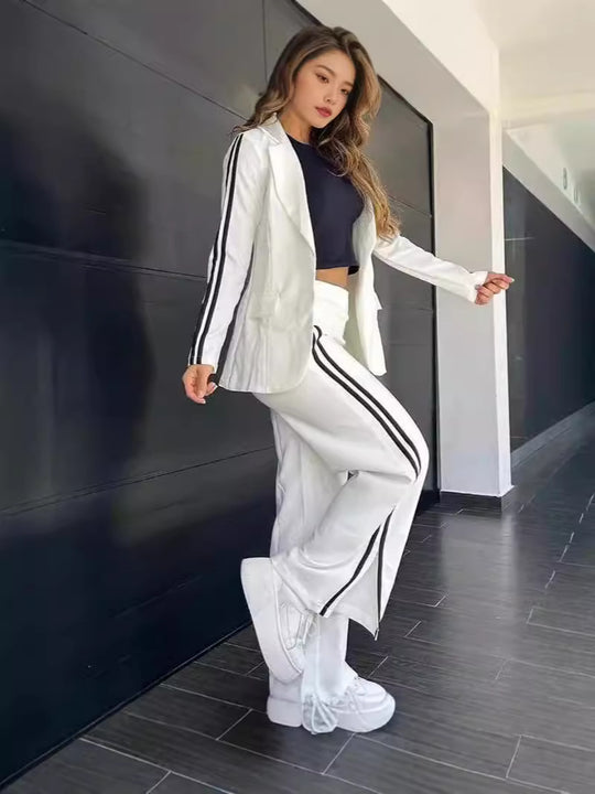 Femme Athleisure Blazer und Weite-Hosen Set Heidi-Mode