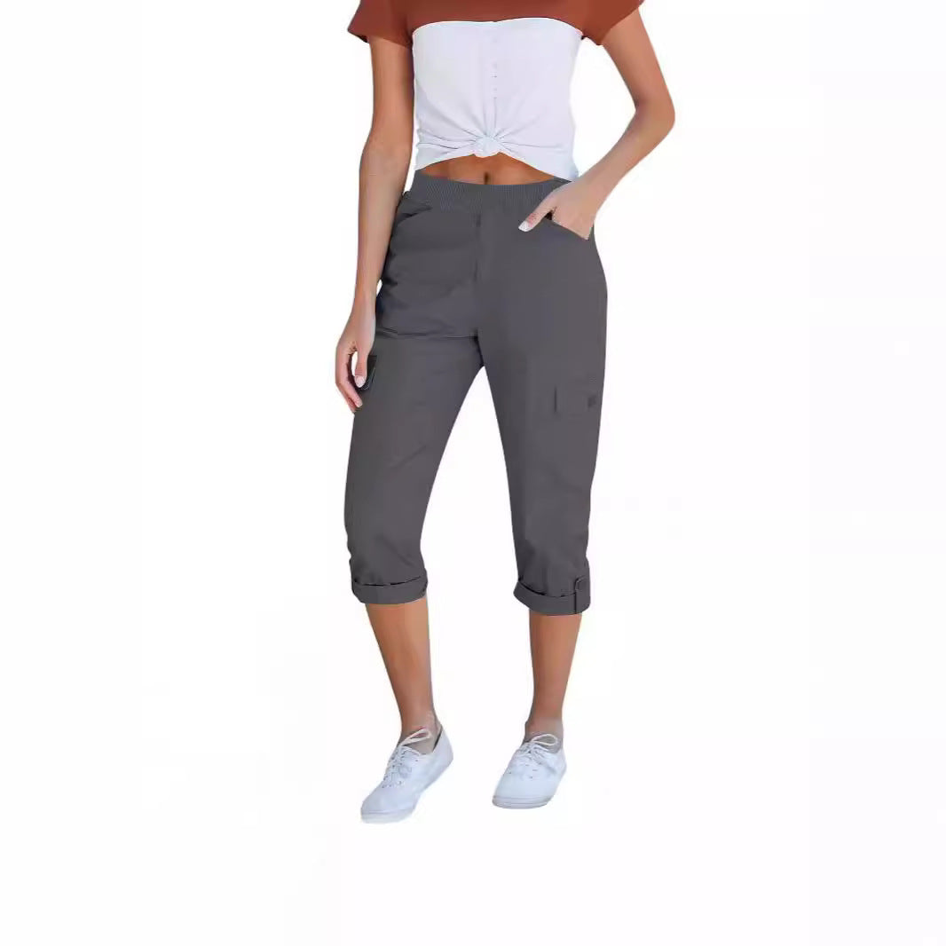 Damen Cargo-Hosen mit elastischem Bund und praktischen Taschen Heidi-Mode