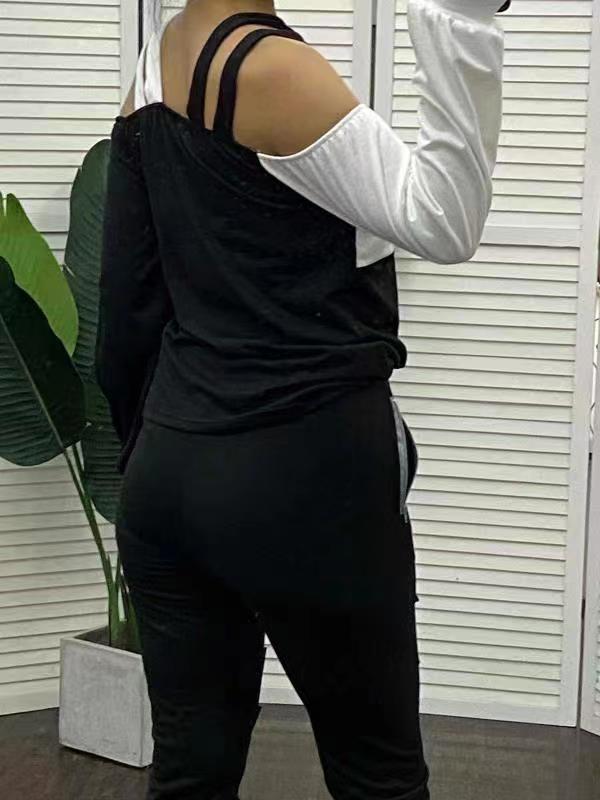 Damen Oberteil mit asymmetrischem Schnitt und offenen Schultern Heidi-Mode