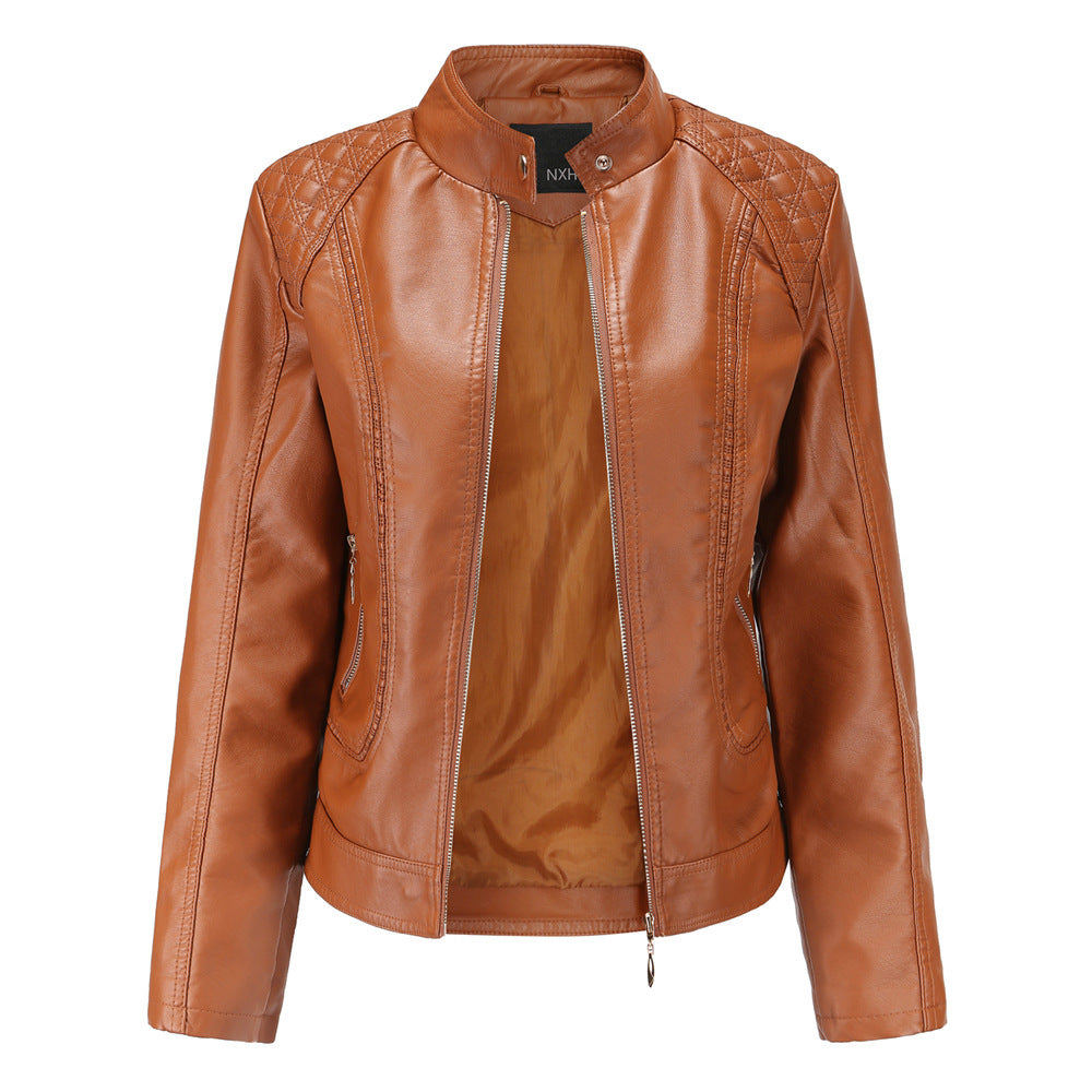 Damen Kunstlederjacke mit modischen Steppdetails Heidi-Mode