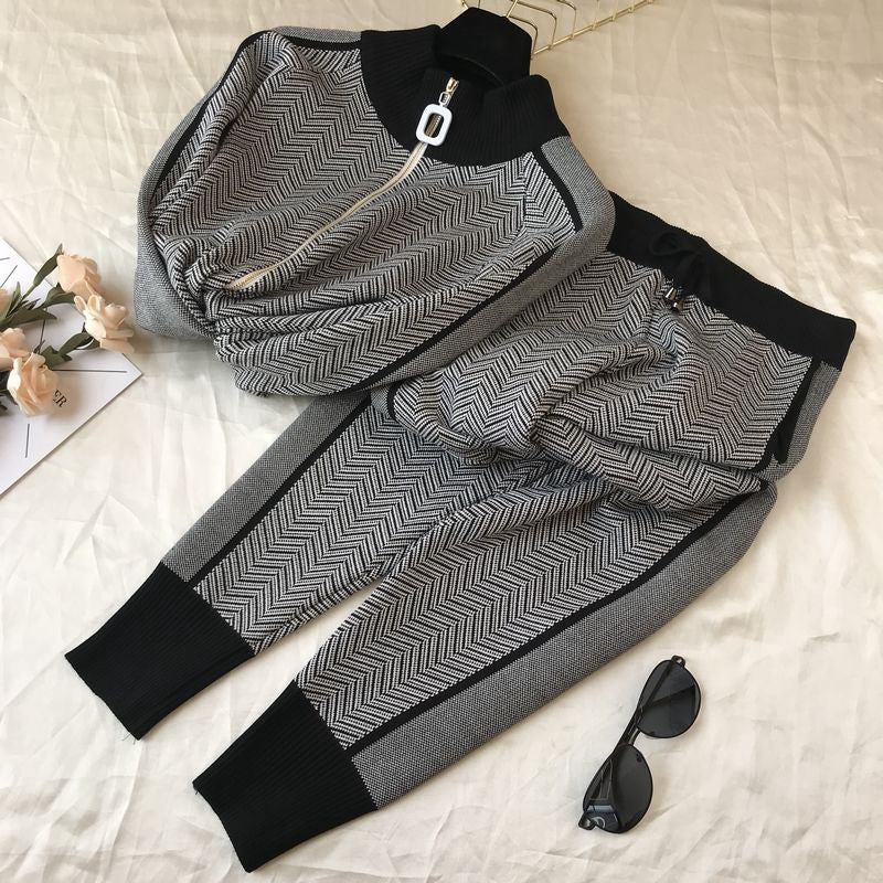 Damen Freizeitliche Strickjacke und Jogginghose Set Heidi-Mode