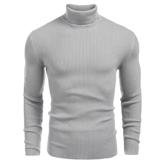Herren Rollkragenpullover aus feinem Rippstrick Heidi-Mode