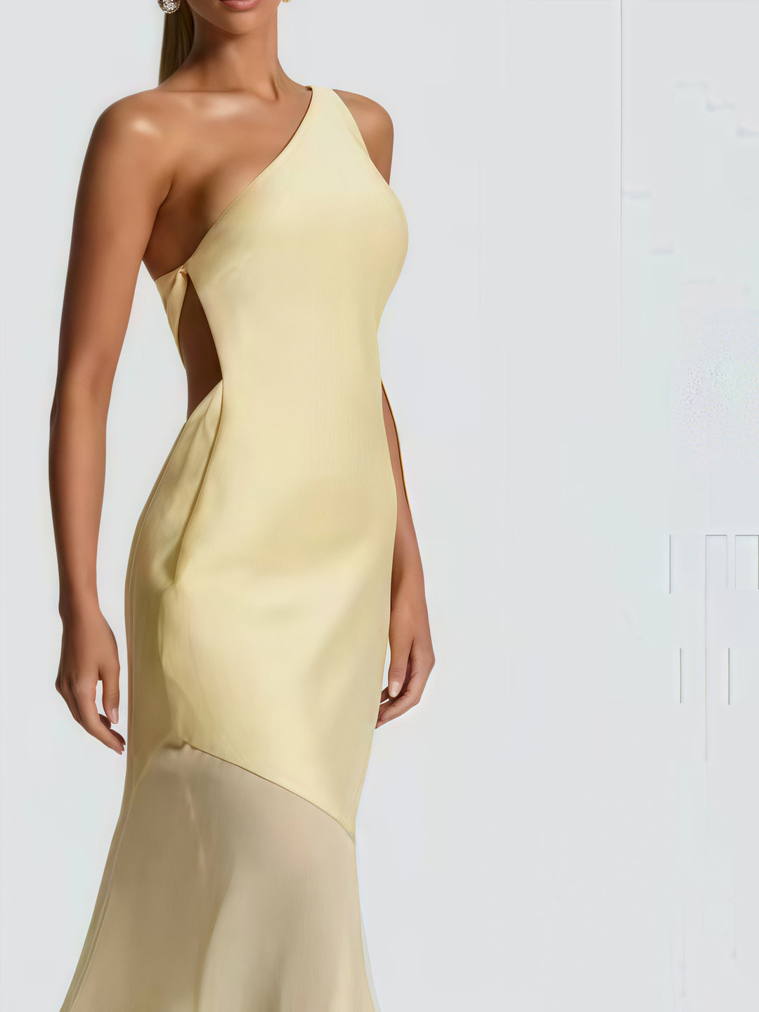 Damen Einseitiges Maxikleid mit fließendem Rock Heidi-Mode