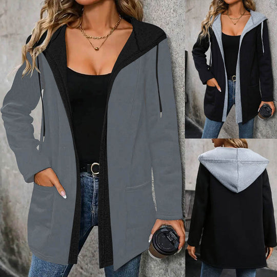 Damen lässige Kapuzenjacke mit seitlichen Taschen und modernem Schnitt Heidi-Mode