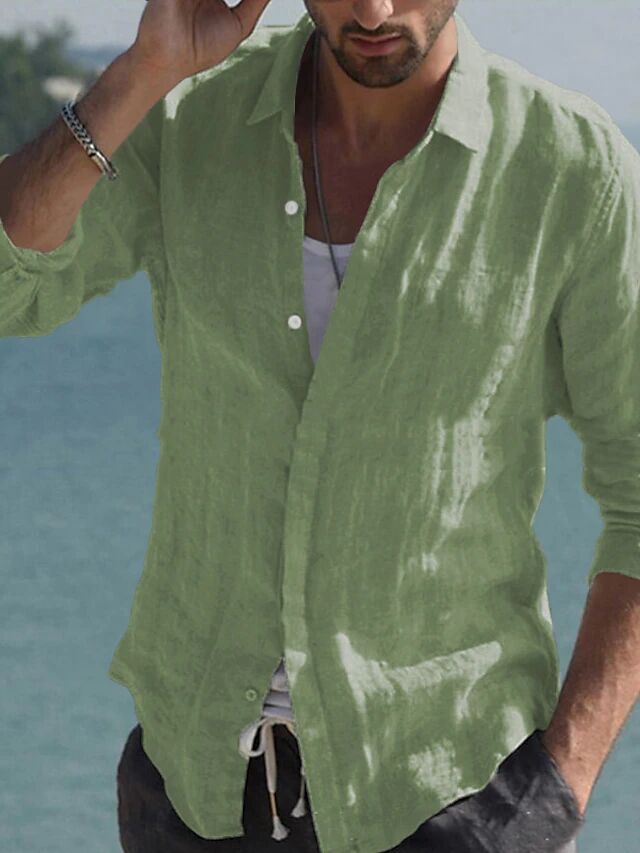 Herren lässige Leinenhemd Heidi-Mode
