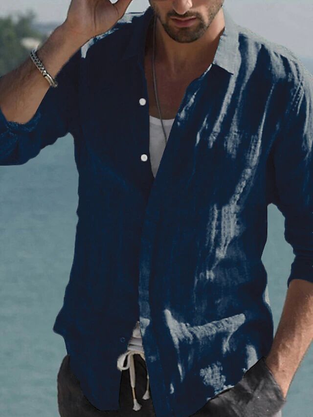 Herren lässige Leinenhemd Heidi-Mode