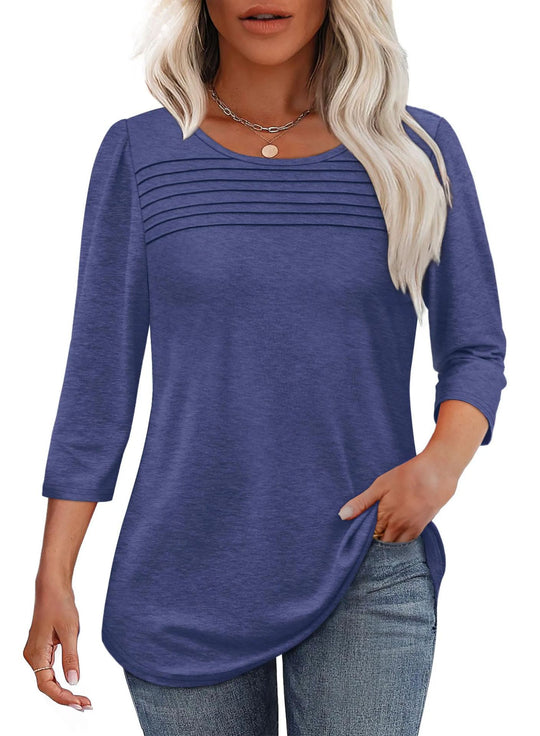 Damen weiches Langarmshirt mit dekorativen Pinnen Heidi-Mode