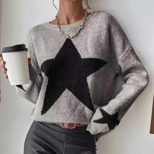 Damen Großer Stern Pullover Heidi-Mode