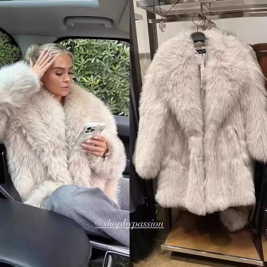 Damen Kuschelige Teddyjacke mit elegantem Revers und großzügigen Taschen Heidi-Mode