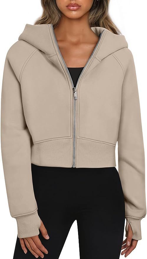 Damen cropped Kapuzenjacke mit durchgehendem Reißverschluss Heidi-Mode