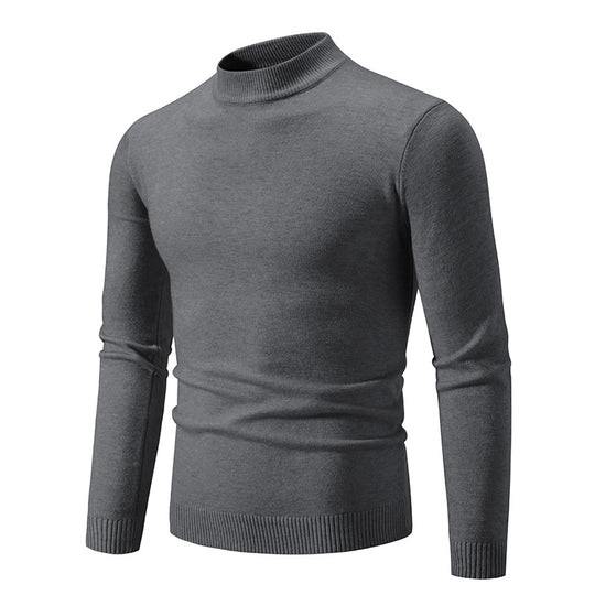 Herren Feinstrickpullover mit hohem Kragen und elastischen Bündchen Heidi-Mode