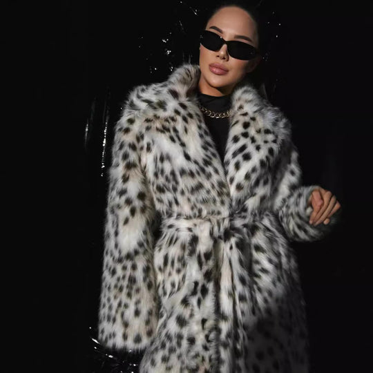 Damen Luxuriöser Leopardenmuster Kunstpelzmantel Heidi-Mode