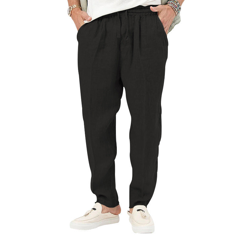 Herren Leichte Leinenhose mit elastischem Bund und praktischen Eingrifftaschen Heidi-Mode