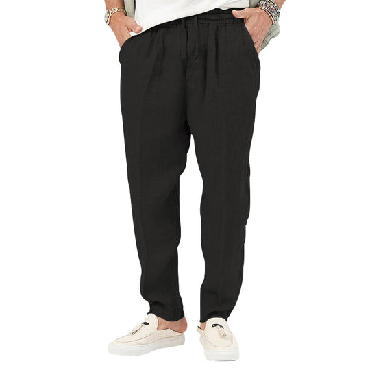 Herren Leichte Leinenhose mit elastischem Bund und praktischen Eingrifftaschen Heidi-Mode