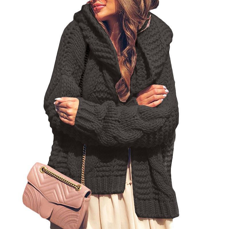 Damen Grobstrickjacke mit luxuriösem Karomuster und oversized Schnitt Heidi-Mode