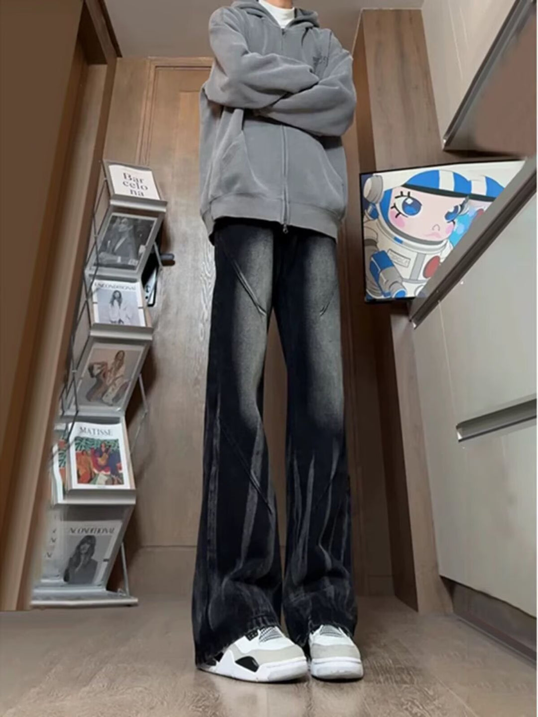 Herren lässige baggy Jeans im used Look Heidi-Mode