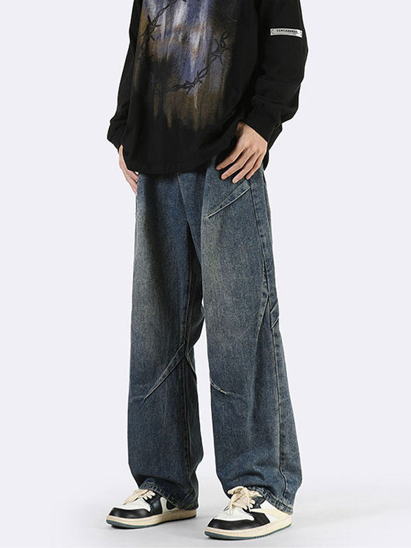Herren weite Denim-Jeans mit einzigartigen Nahtdetails und lässigem Schnitt Heidi-Mode