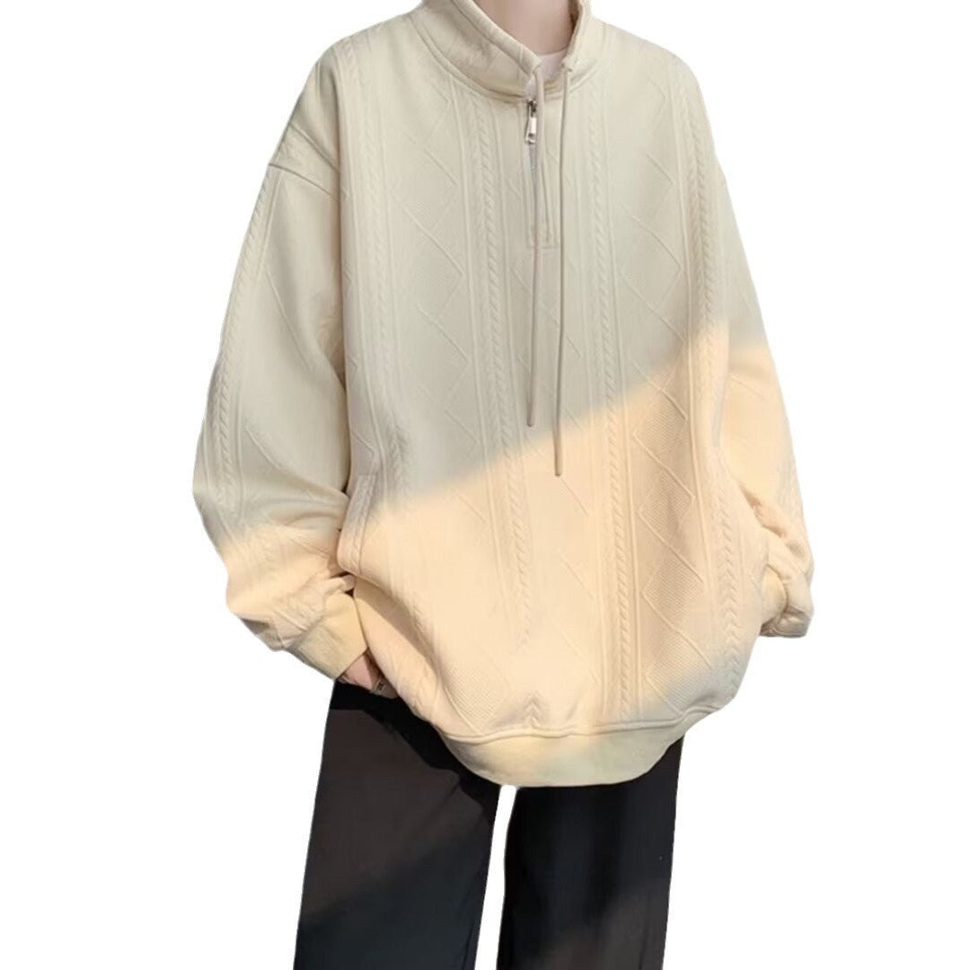 Damen lässiger Pullover mit modernem Stehkragen und Ringelzug Heidi-Mode