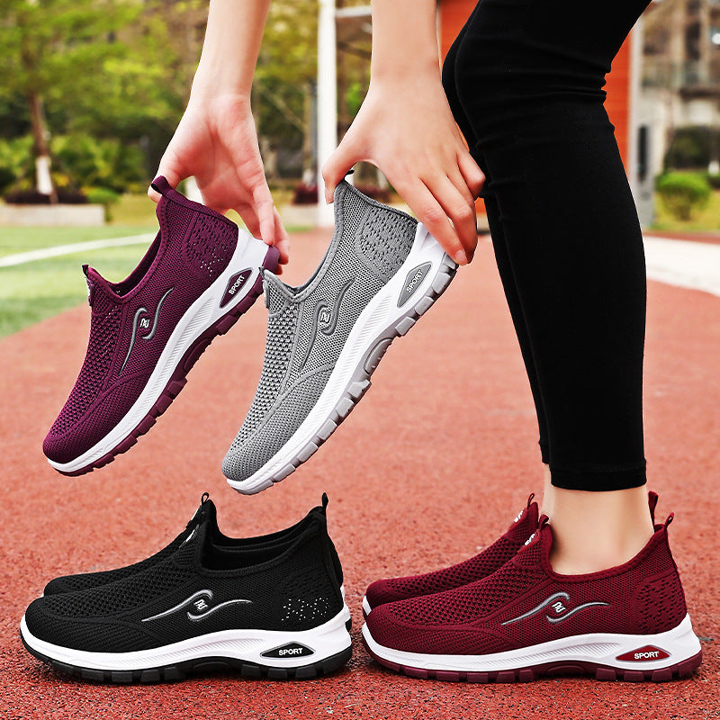 Damen Slip-On Sportschuhe mit atmungsaktiver Strickkonstruktion Heidi-Mode