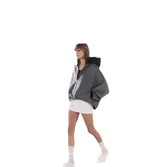 Damen Oversized Sweatjacke mit voluminösen Ärmeln und bequemen Taschen Heidi-Mode