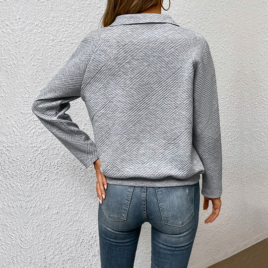 Damen Kapuzenpullover mit strukturiertem Waffelmuster und lässigem Schnitt Heidi-Mode
