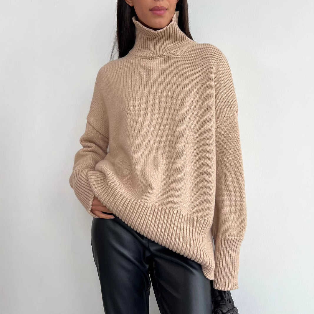 Damen Kuscheliger Rollkragenpullover aus hochwertiger Baumwollmischung mit lockerer Passform Heidi-Mode