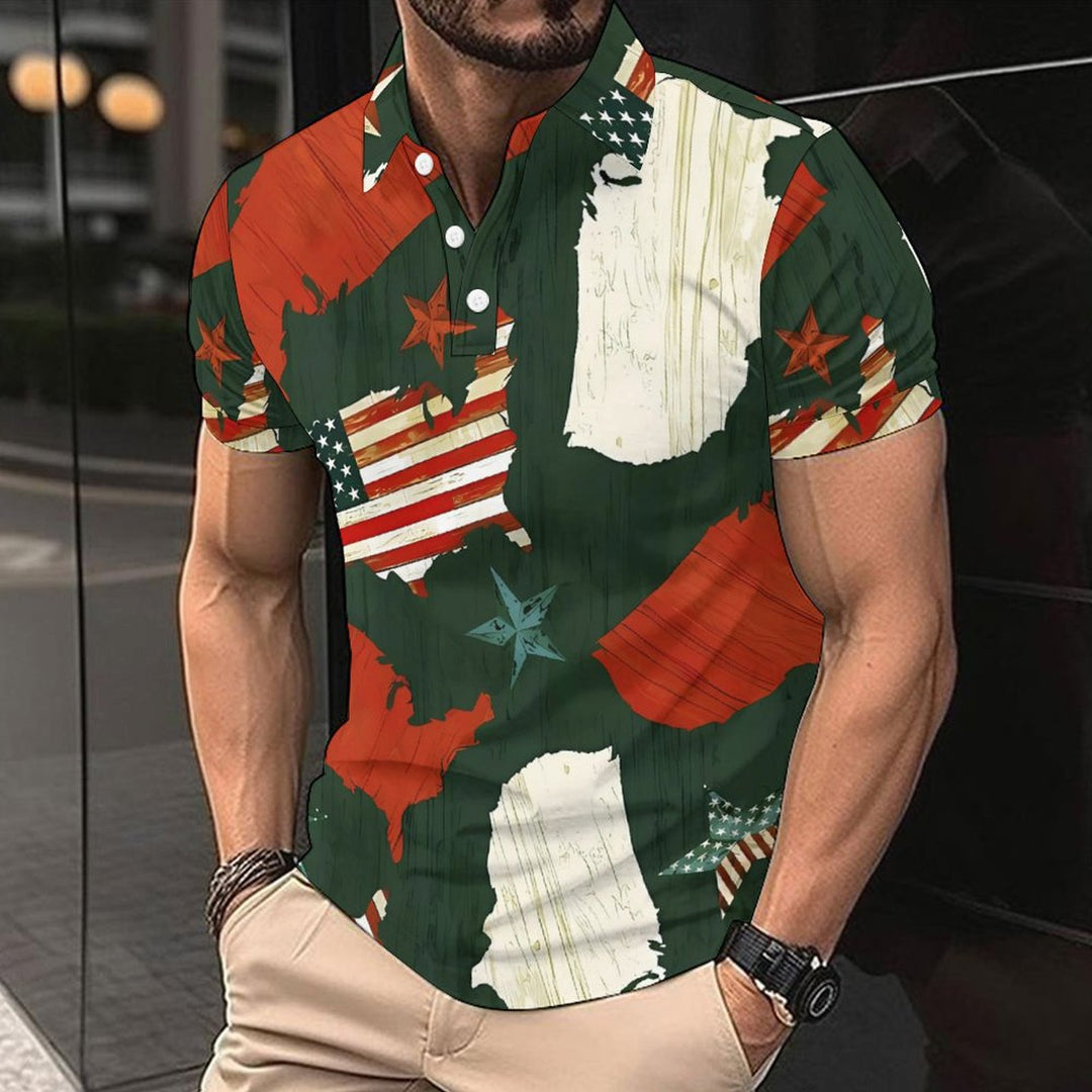 Herren Kurzarm-Hemd mit einzigartigem Länder-Design Heidi-Mode