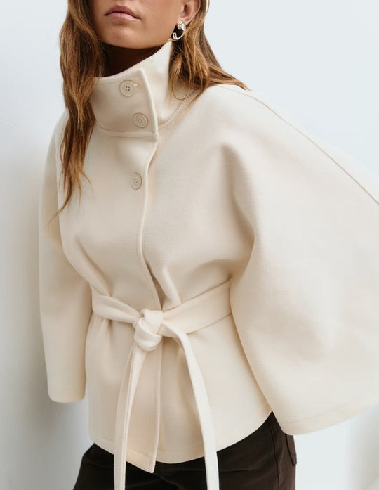 Damen Wickeljacke mit elegantem Stehkragen und weit geschnittenen Ärmeln Heidi-Mode