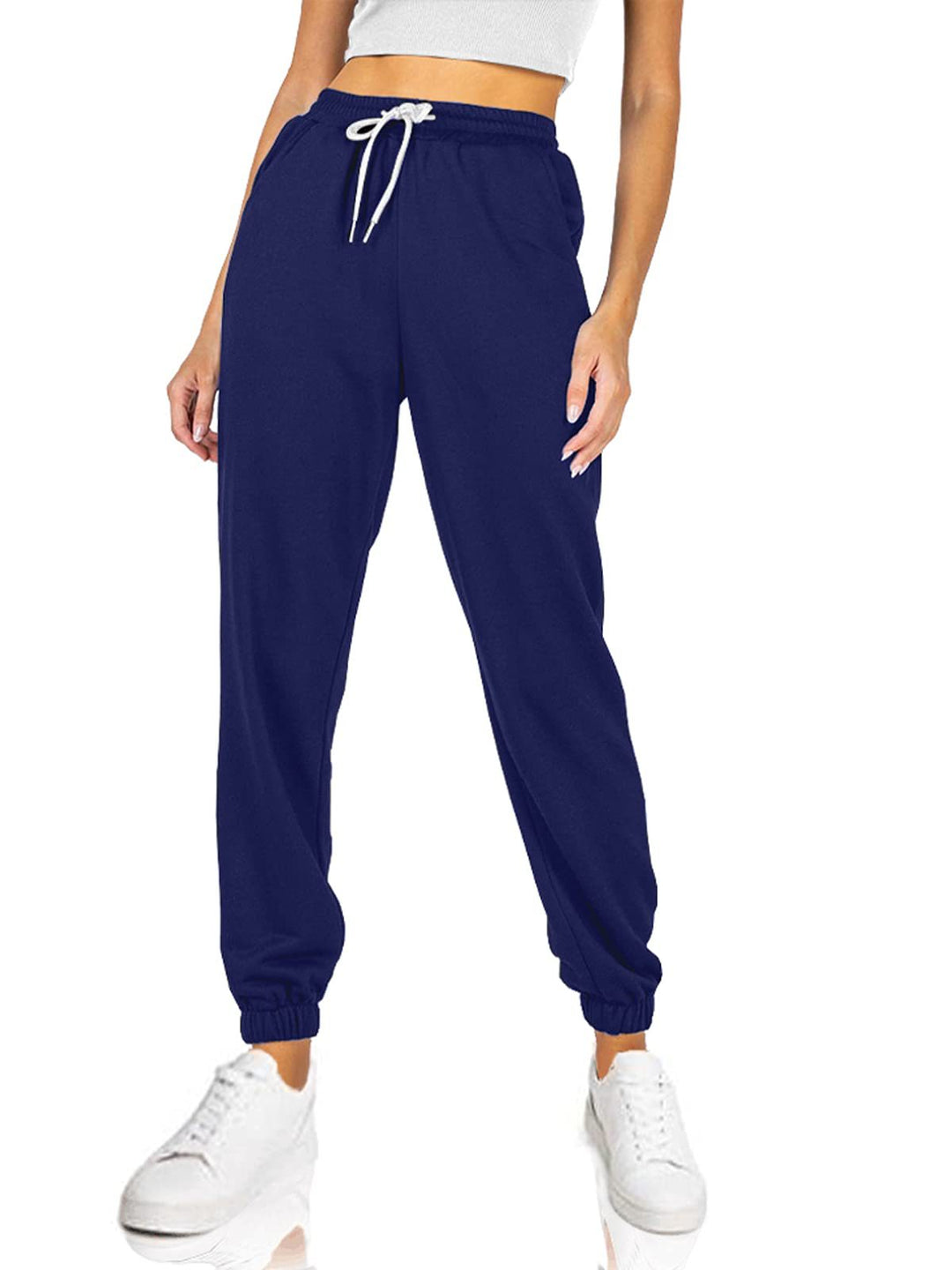 Damen Sportliche Jogginghose mit elastischem Bund und seitlichen Taschen Heidi-Mode