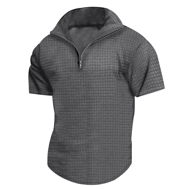 Herren konvertible Kurzarmjacke mit Reißverschluss und strukturiertem Design Heidi-Mode
