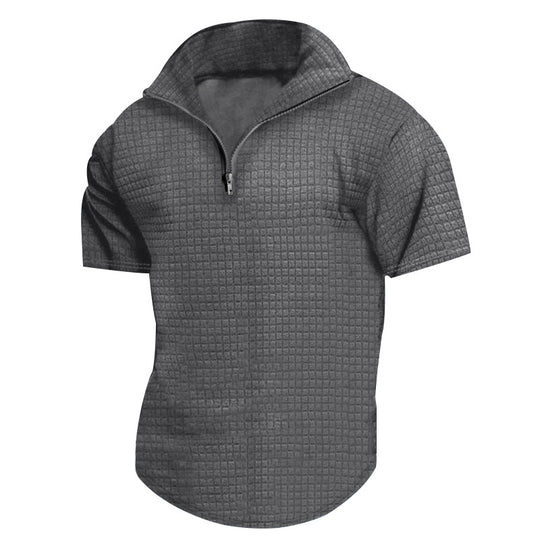 Herren konvertible Kurzarmjacke mit Reißverschluss und strukturiertem Design Heidi-Mode
