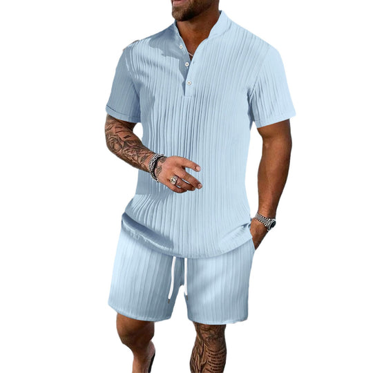 Herren stilvolle Kurzarm Polohemd und Shorts Set Heidi-Mode