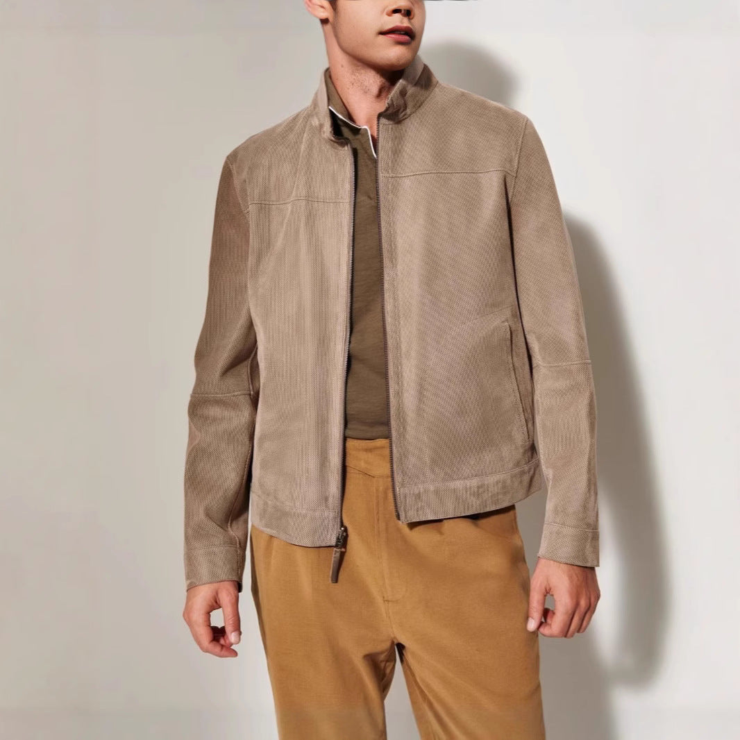 Herren Lederjacke im modernen Schnitt mit strukturiertem Obermaterial Heidi-Mode