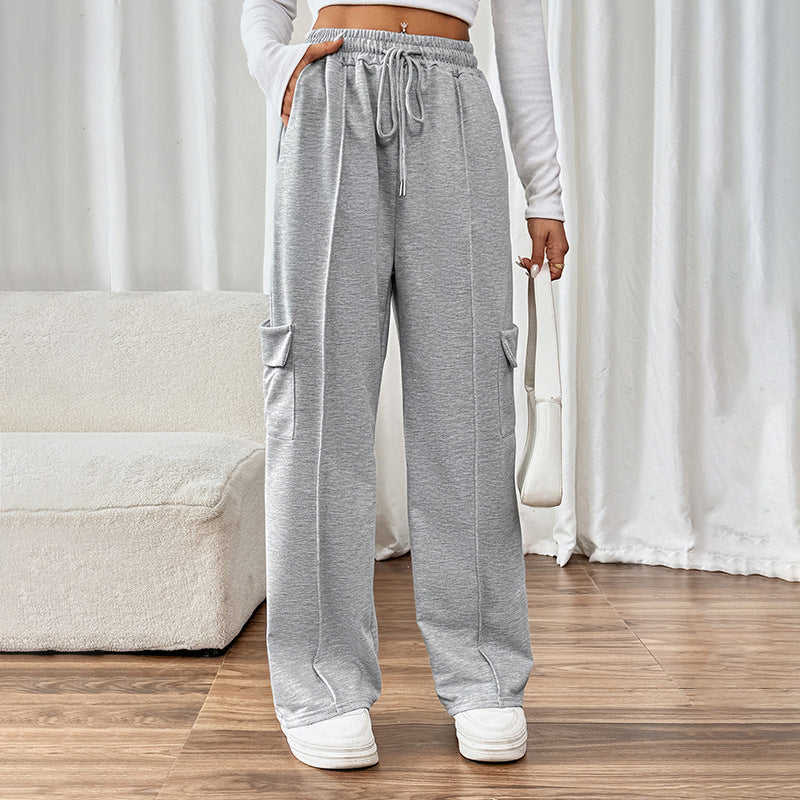 Damen Bequeme Cargo-Hose mit elastischem Bund und seitlichen Taschen Heidi-Mode