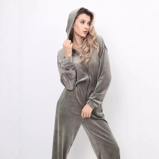 Damen Gemütlicher Fleece-Jumpsuit mit modernem Schnitt und praktischen Taschen Heidi-Mode