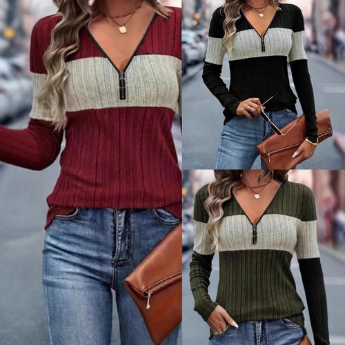 Damen Langarmshirt mit Reißverschluss Heidi-Mode