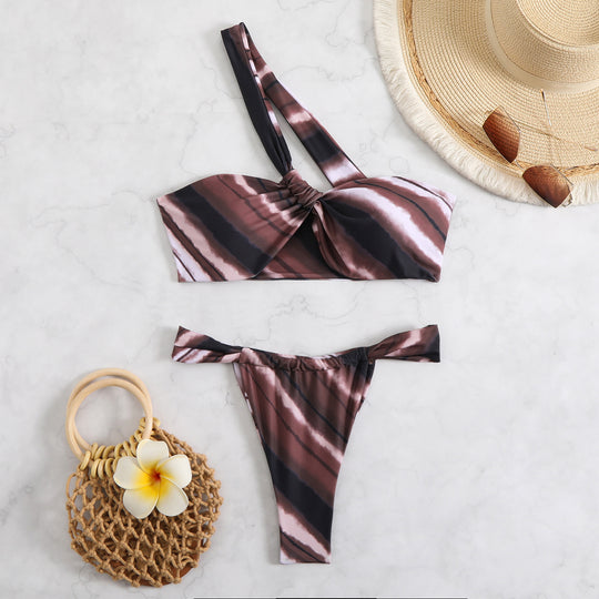 Femme One-Shoulder Gemusterter Bikini Set Heidi-Mode