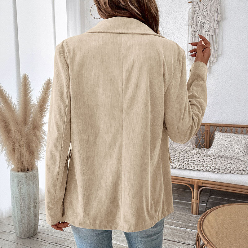 Damen samtiger Blazer mit doppelter Knopfleiste und elegantem Schnitt Heidi-Mode