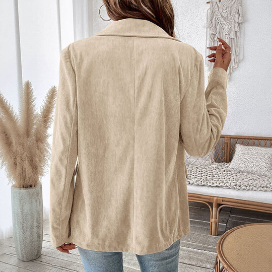 Damen samtiger Blazer mit doppelter Knopfleiste und elegantem Schnitt Heidi-Mode