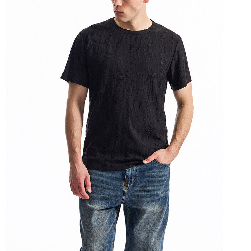 Herren T-Shirt mit einzigartigem Design und strukturierten Stoff Heidi-Mode